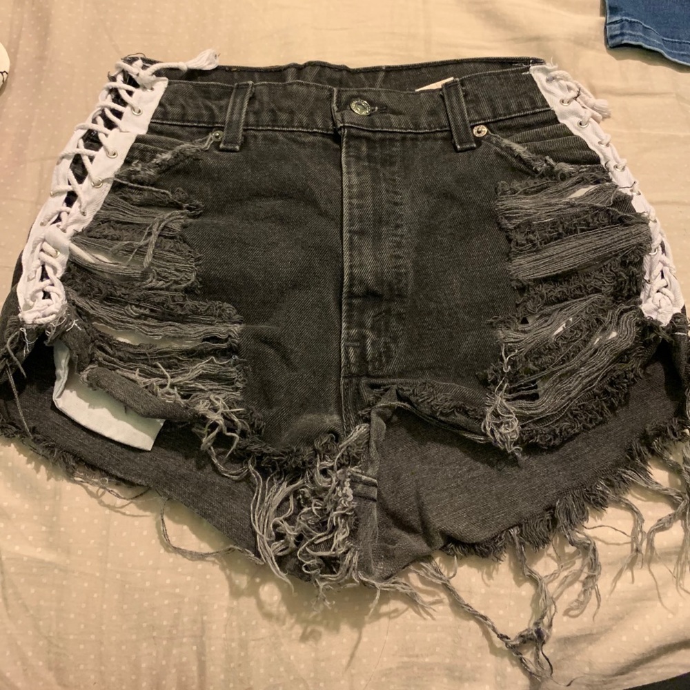 Distressed Levi jean shorts